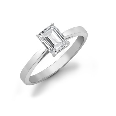 18ct White Gold 50pts Emerald Cut Solitaire Dia Ring