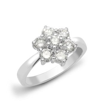 18ct White Gold 75pts 7 Stone Cluster Diamond Ring