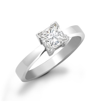 18ct White Gold 25pts Princess Cut Dia Solitaire Ring
