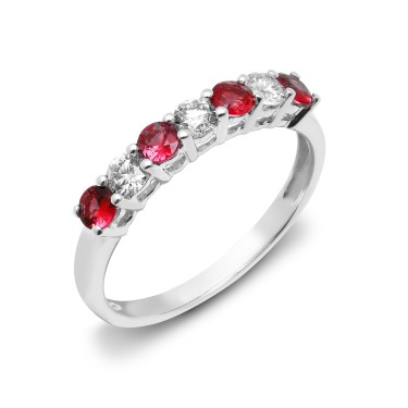 18ct White Diamond-0.33ct Ruby-0.45ct 1\2 Eternity Ring