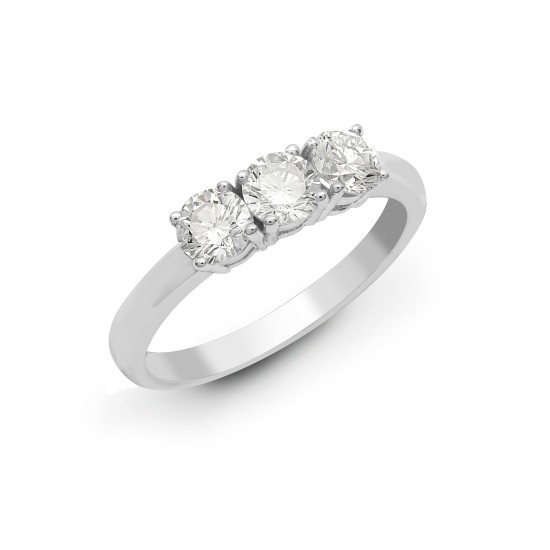 18ct White 0.25ct Diamond Claw Set Trilogy Ring