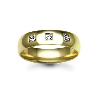 18ct Gold Yellow Diamond Rubover set Wedding Ring 3mm