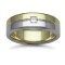 18ct Gold 2 Colour Diamond Rubover set Wedding Ring 7mm
