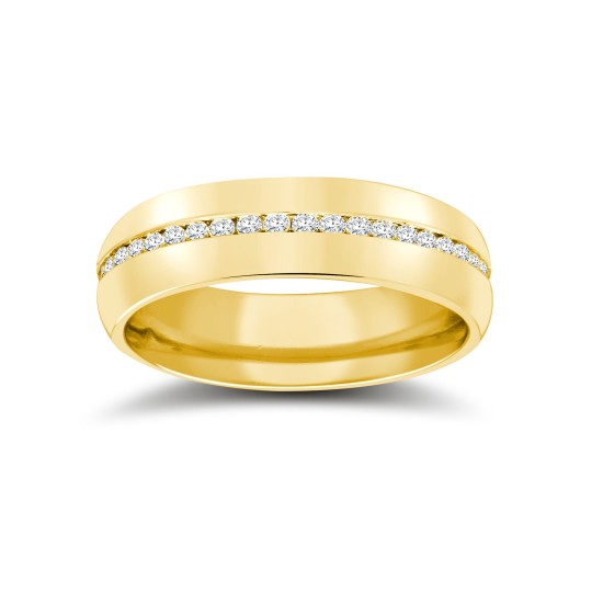 18ct Yellow Gold RBC Court Diamond Wedding Band Fully Set - 4mm - 50pts