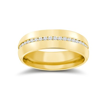 18ct Yellow Gold RBC Court Diamond Wedding Band Fully Set - 6mm - 70pts 6mm