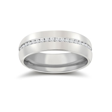 18ct White Gold RBC Court Diamond Wedding Band Fully Set - 6mm - 70pts 6mm