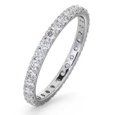 18ct White Gold Claw Set Full Eternity Ring Diamond 1.00ct H Si