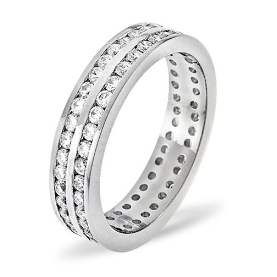 18ct White Gold Channel Set 2 Row Full Eternity Ring Diamond 1.00ct H Si