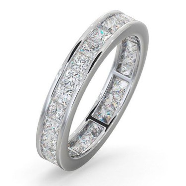 18ct White Gold Channel Set Princess Cut Full Eternity Ring Diamond 2.00ct G VS
