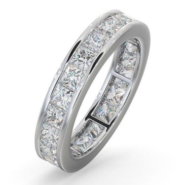 18ct White Gold Channel Set Princess Cut Full Eternity Ring Diamond 3.00ct H Si