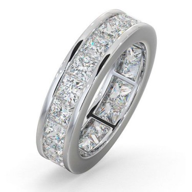 18ct White Gold Channel Set Princess Cut Full Eternity Ring Diamond 5.00ct G VS