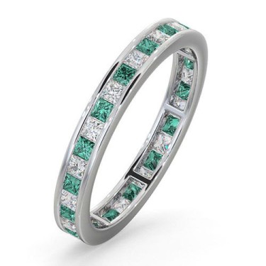 18ct White Gold Channel Set P.cut Full Eternity Ring Diamond 0.50ct Em 0.65ct G VS