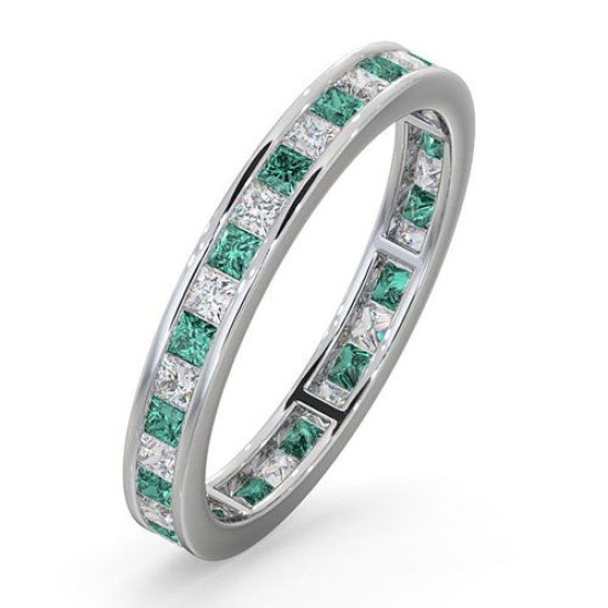 18ct White Gold Channel Set P.cut Full Eternity Ring Diamond 0.50ct Em 0.65ct H Si