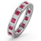 18ct White Gold Channel Set P.cut Full Eternity Ring Diamond 1.00ct Ruby 1.25ct H Si