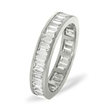 18ct White Gold Channel Set Full Eternity Ring Baguette Diamond 1.00ct H Si