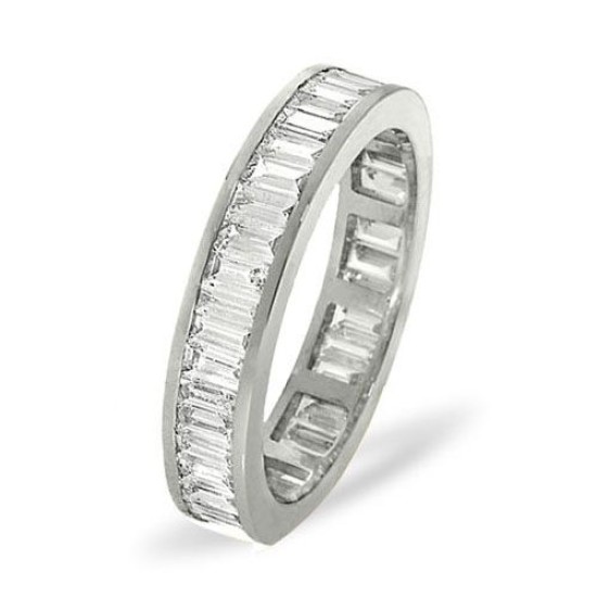 18ct White Gold Channel Set Full Eternity Ring Baguette Diamond 1.00ct H Si