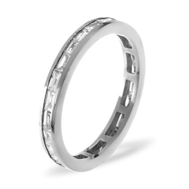 18ct White Gold Channel Set Full Eternity Ring Baguette Diamond 1.00ct H Si