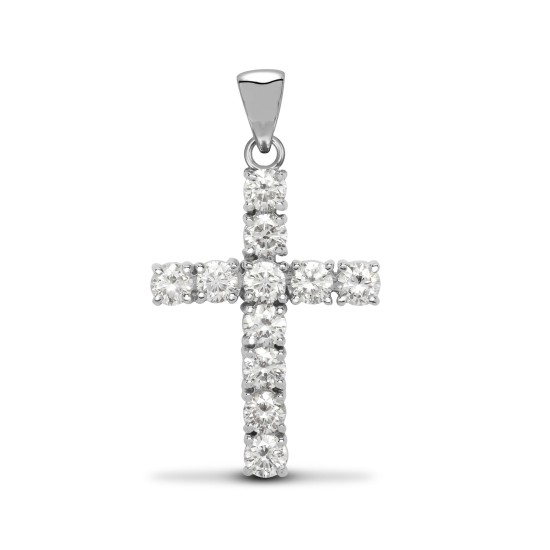 18ct White Gold Diamond Cross