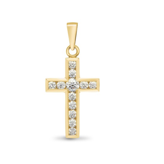 18ct Yellow Gold Diamond Cross