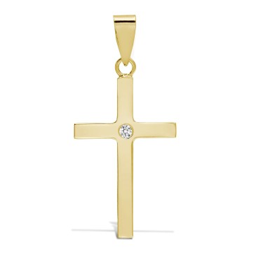 18ct Yellow 0.03ct Diamond Invisible Set Cross