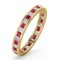 18ct Yellow Gold Channel Set Princess Cut Full Eternity Ring Diamond 0.50ct Ruby 0.60ct H Si