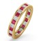 18ct Yellow Gold Channel Set Princess Cut Full Eternity Ring Diamond 1.00ct Ruby 1.25ct H Si