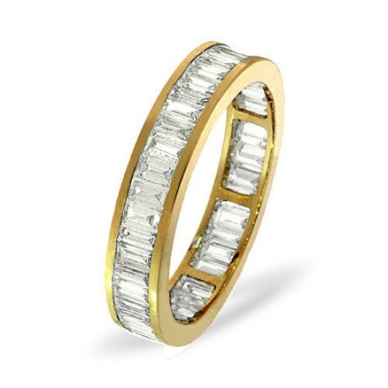 18ct Yellow Gold Channel Set Full Eternity Ring Baguette Diamond 1.00ct G VS