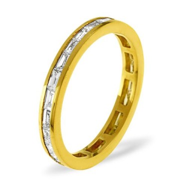 18ct Yellow Gold Channel Set Full Eternity Ring Baguette Diamond 1.00ct G VS
