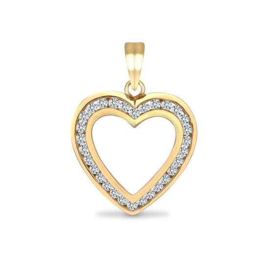 9ct Yellow Gold Diamond Heart Pendant