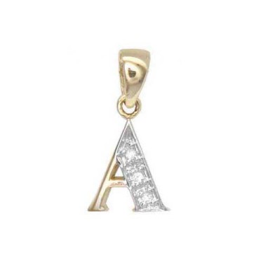 9ct Yellow Gold Diamond Set Initial Pendant -Initial T