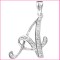 9ct White Gold Diamond Set Initial Pendant -Initial A
