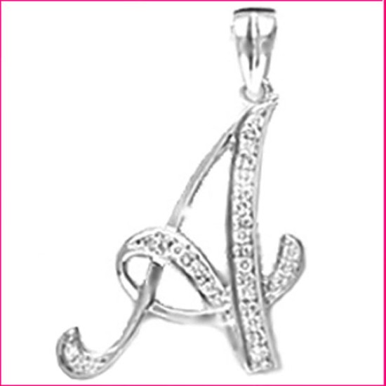 9ct White Gold Diamond Set Initial Pendant -Initial C