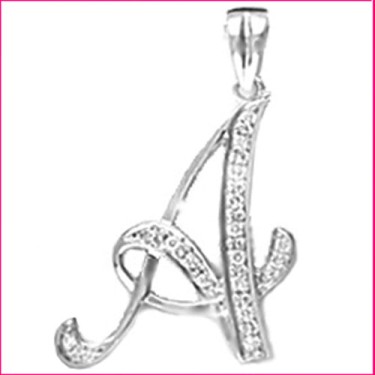 9ct White Gold Diamond Set Initial Pendant -Initial M