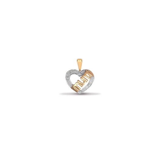9ct Yellow Gold Diamond Heart / Mum Pendant