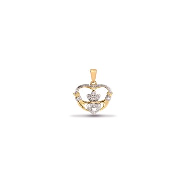 9ct Yellow Gold Diamond Claddagh Pendant