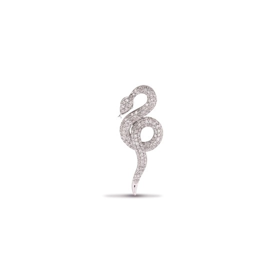 9ct White Gold Diamond Snake Pendant