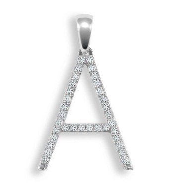 9ct White Gold Diamond Set Initial Pendant