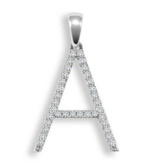 9ct White Gold Diamond Set Initial Pendant