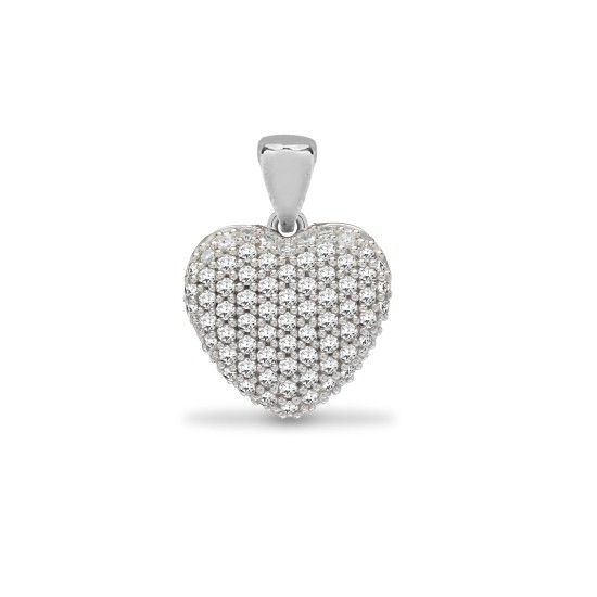 9ct White 0.25ct Pave Set Diamond Heart