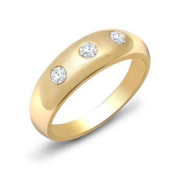 9ct Yellow Gold Diamond 3 Stone Trilogy Ring