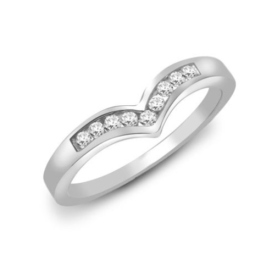 9ct White Gold Diamond Wishbone Ring