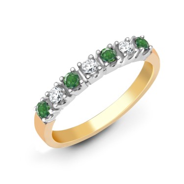 9ct Yellow Gold Diamond And Emerald Ring