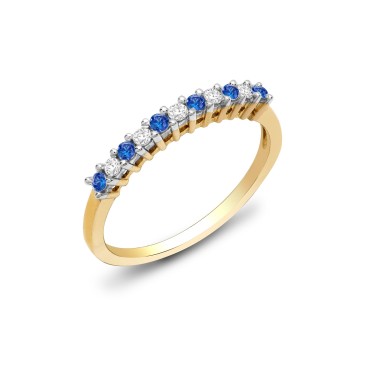 9ct Yellow Gold Diamond And Sapphire Ring