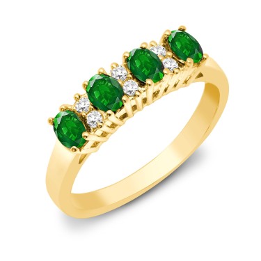 9ct Yellow Gold Diamond And Emerald Ring