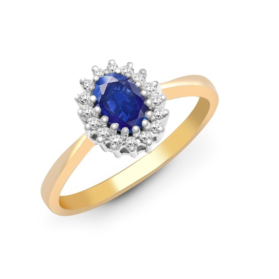 9ct Yellow Gold Diamond And Sapphire Ring