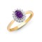 9ct Yellow Gold Diamond And Amethyst Ring