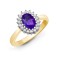 9ct Yellow Gold Diamond And Amethyst Ring