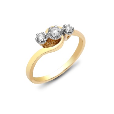 9ct Yellow Gold Trilogy Diamond Ring