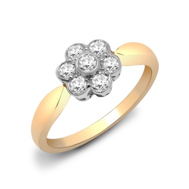 9ct Yellow Gold Diamond Cluster Ring