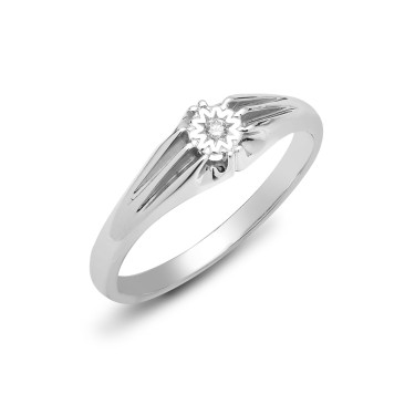 9ct White Gold Gents Diamond Ring